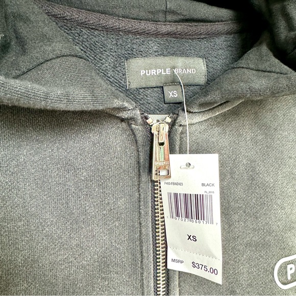 PURPLE BRAND Black Wordmarks Full Zip Hoodie XS - Picture 6 of 8